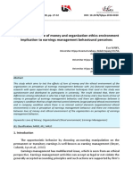 Determinant of Love of Money and Organization Ethics Environment Implication To Earnings Management Behavioural Perceives