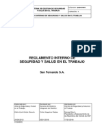 Reglamento Interno de Seguridad y Salud en el Trabajo de San Fernando