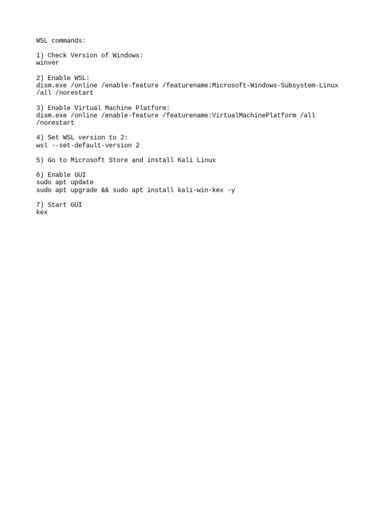 WSL Commands | PDF