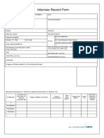 Interview Record Form: Educational Background - Standard Recognized Full Time Degree or Diploma's Only