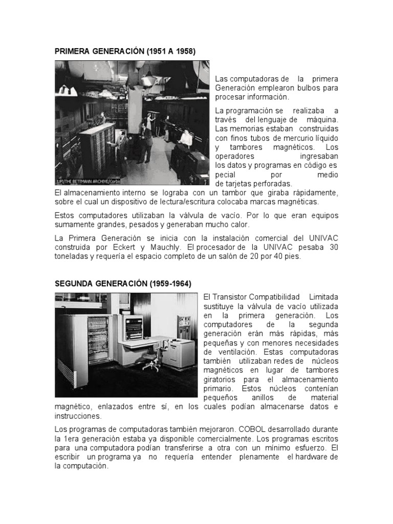 6 Generaciones de Las Computadoras | PDF | Circuito integrado ...