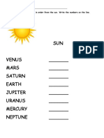 Order of Planets Worksheet