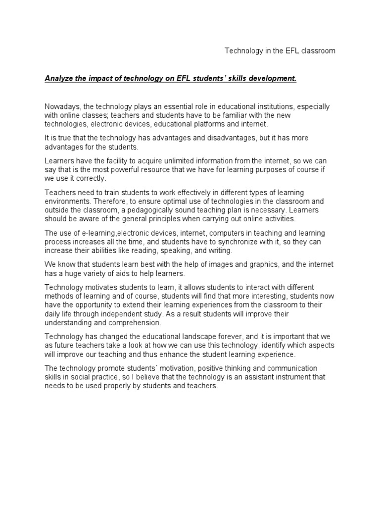 Impact of Technology on EFL Learning | PDF | Educational Technology ...