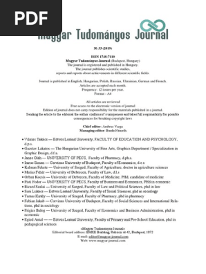 33 (2019) ISSN 1748-7110 Magyar Tudományos Journal (Budapest.