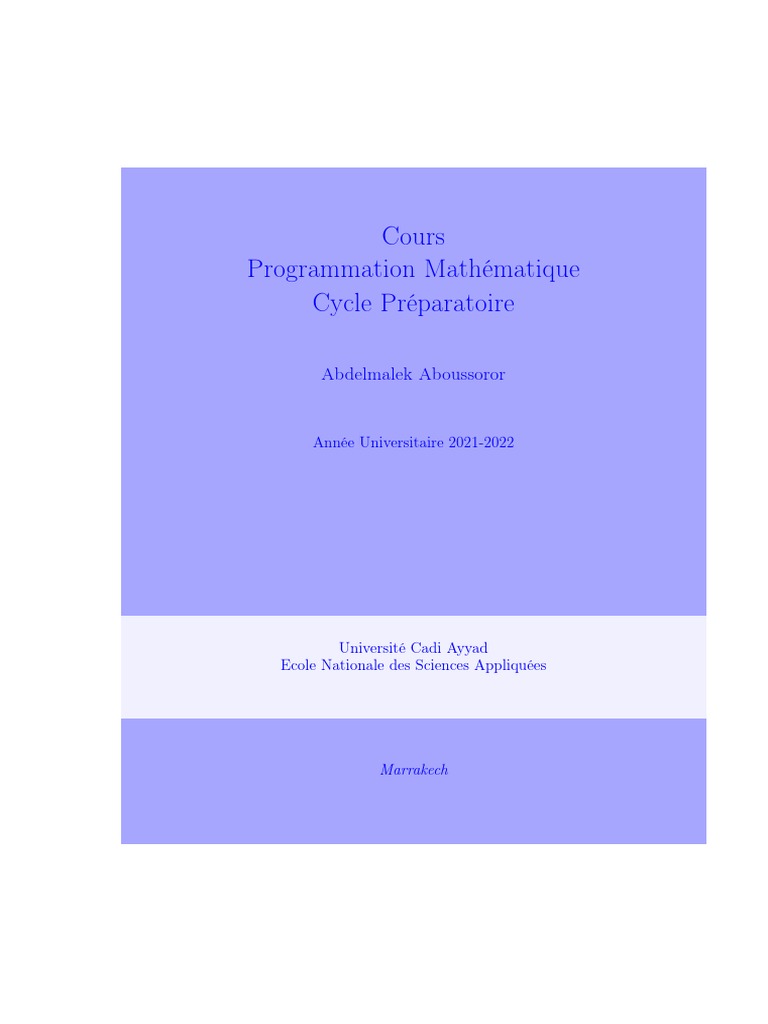 Cours de Programmation Mathématique | PDF | Ensemble vide | Ensemble ...