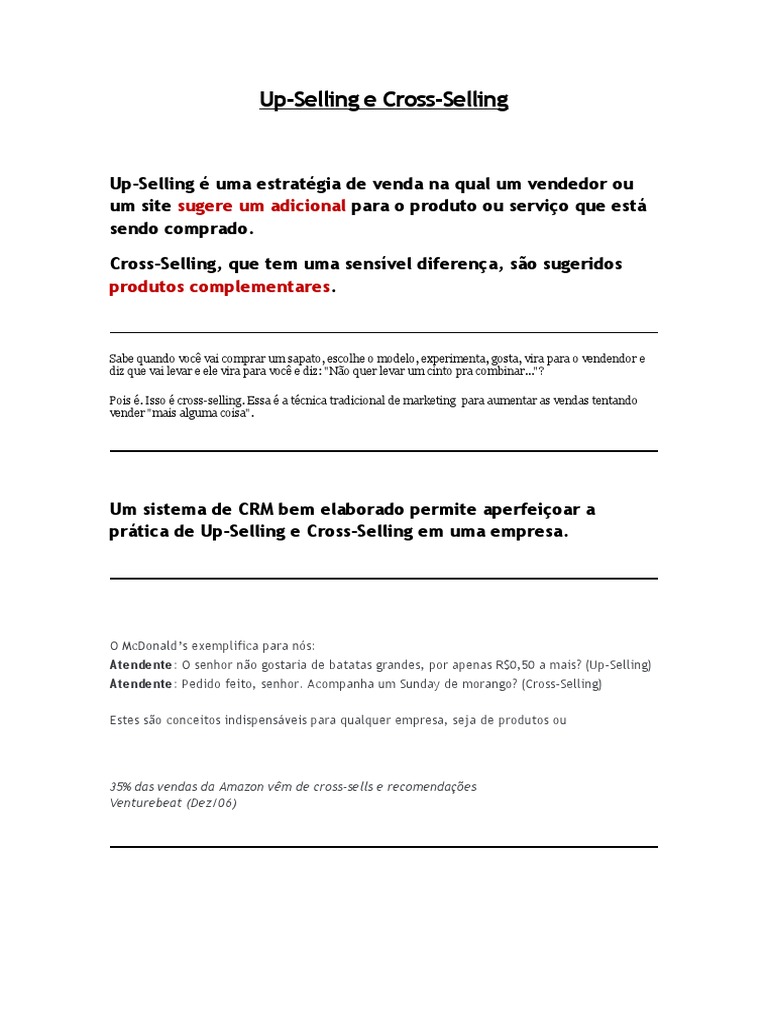 Up-Selling e Cross-Selling | PDF