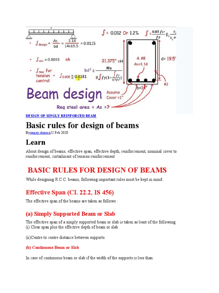 Design of Singly Reinforced Beam | PDF | Bending | Beam (Structure)