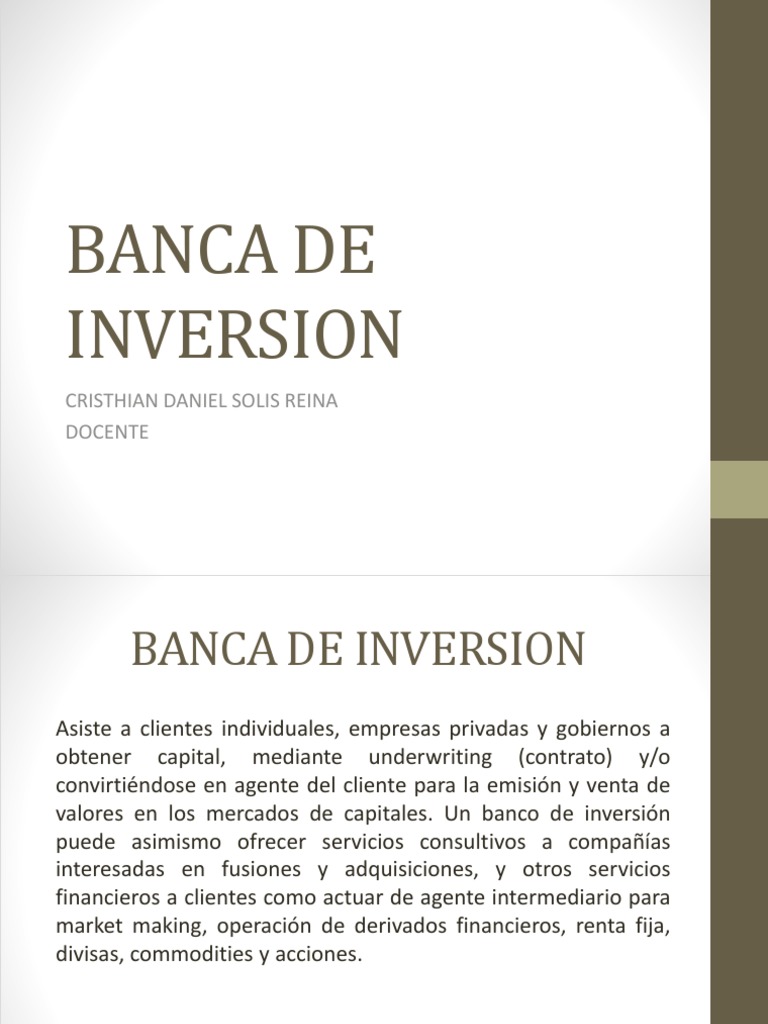 Banca de Inversion | PDF | Banca de inversión | Mercado de divisas