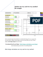 Slab Design Calculation One Way and Two Way Method in Excel Sheet With Example