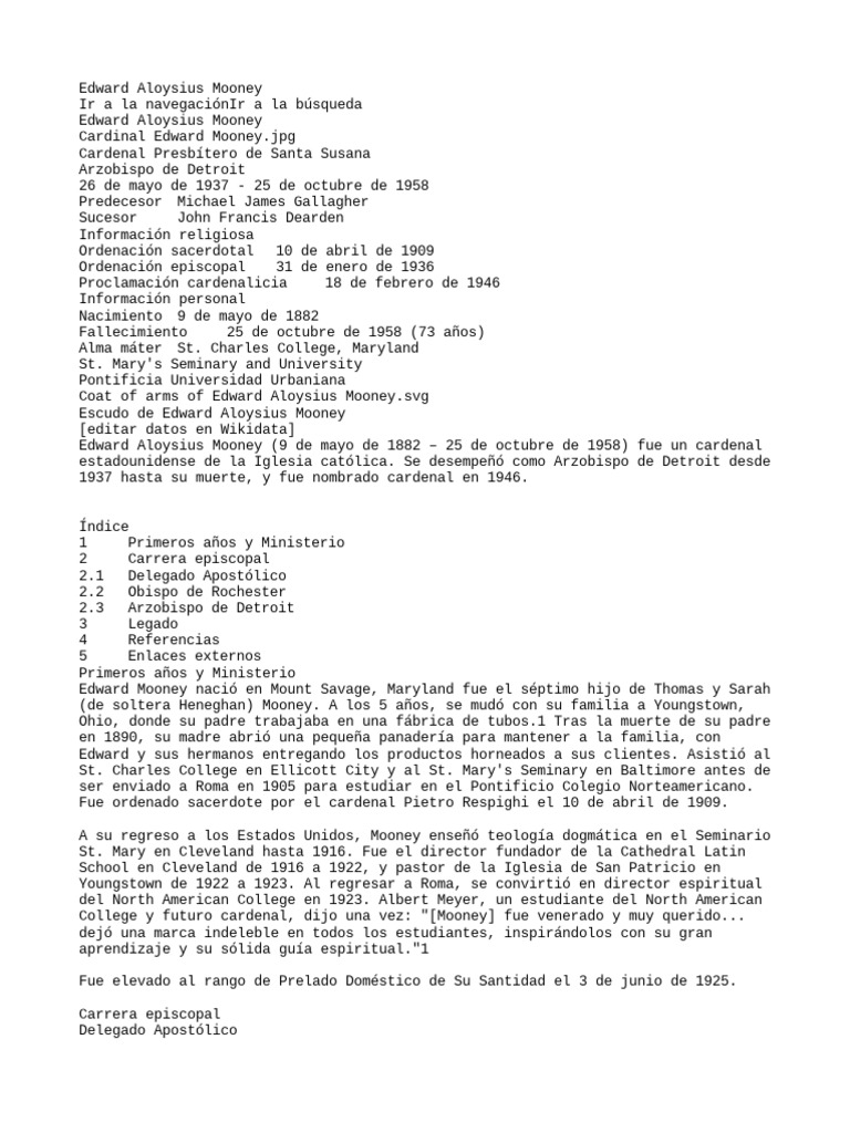 Edward Aloysius Mooney PDF Iglesia Católica Organizaciones cristianas