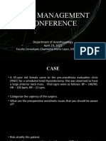 Case Management Conference: Department of Anesthesiology April 19, 2021