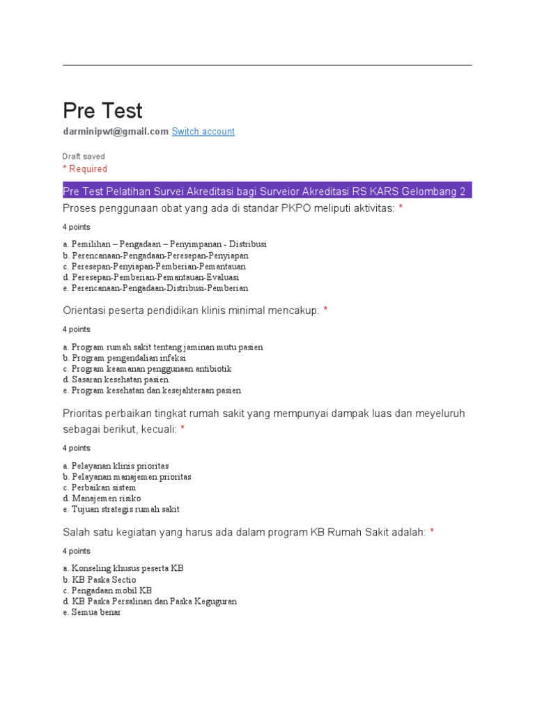 Pre Test Pelatihan Pdf