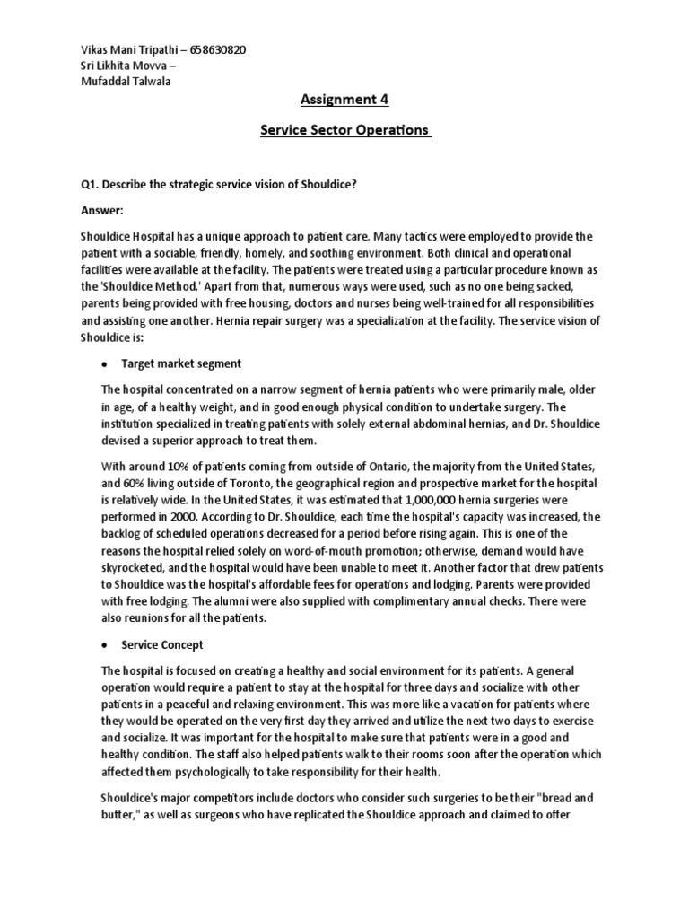 Shouldice Hospital's Service Vision Analysis | PDF | Patient | Hospital
