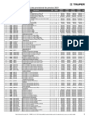 Lista Provisional Precios 2021, PDF, Balanza