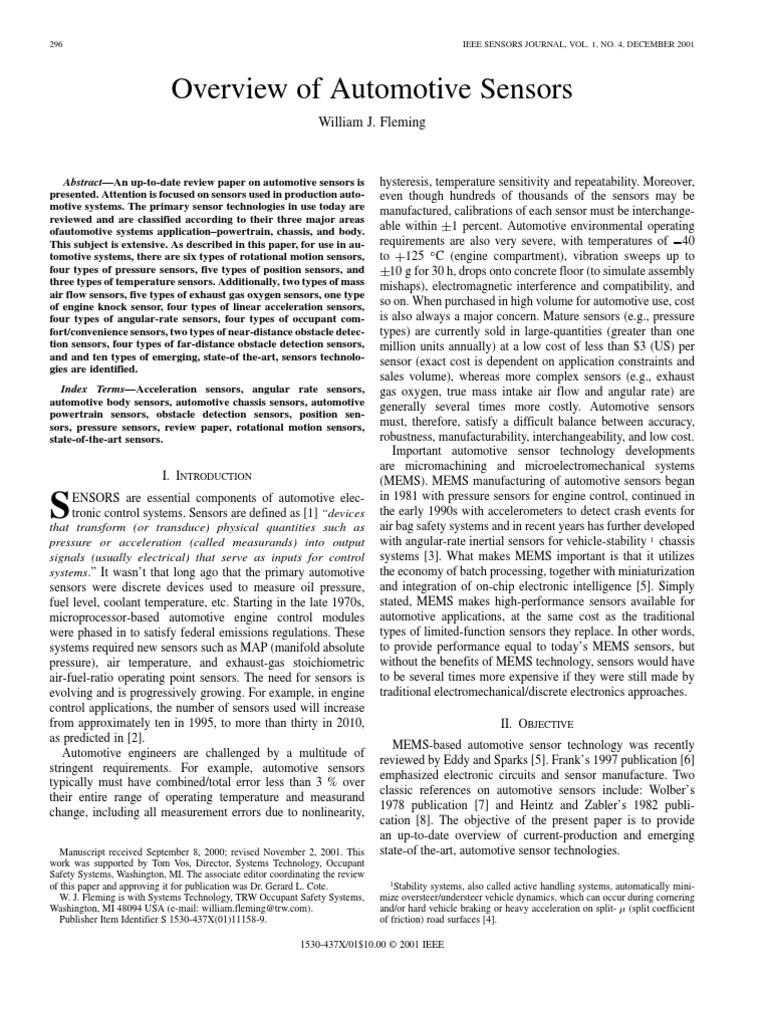 Overview of Automotive Sensors | PDF | Electrical Resistance And ...