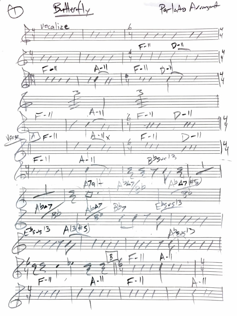 Butterfly (Gretchen Parlato Arrangement) CHART PDF