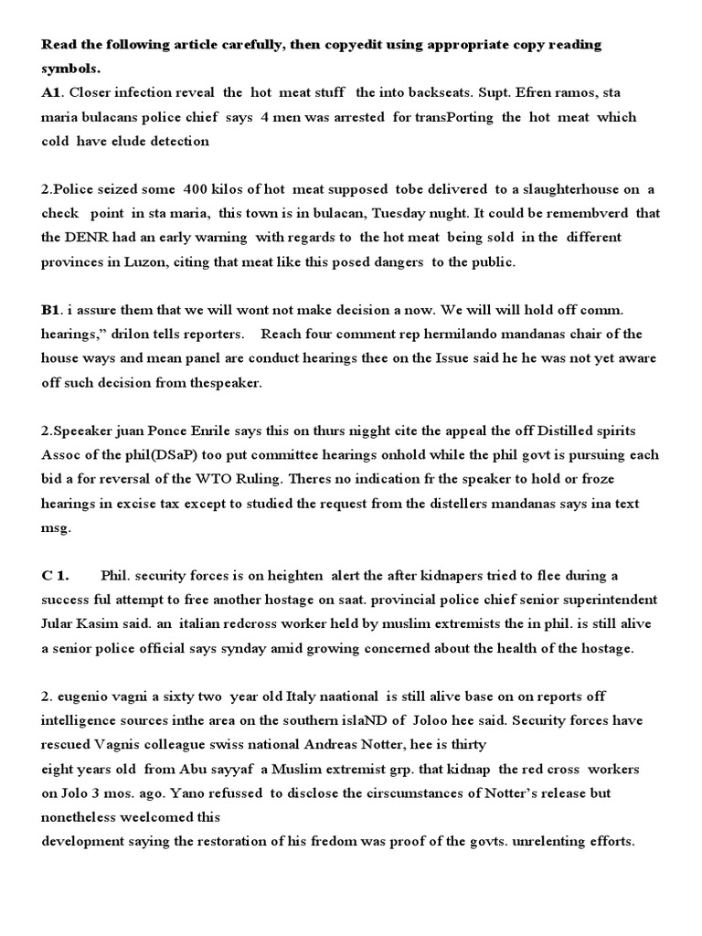 Copy Reading ACtivity | PDF