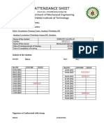 Attendance Sheet: Department of Mechanical Engineering Haldia Institute of Technology