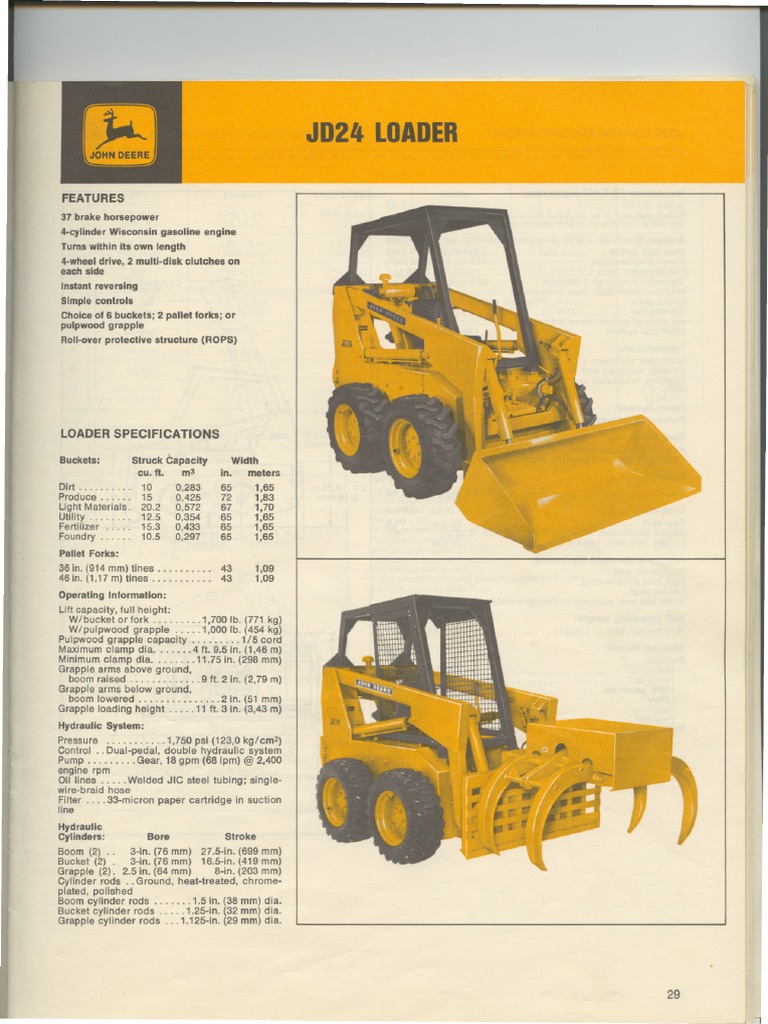 Skid Steer jd24 Loader PDF Loader (Equipment) Horsepower