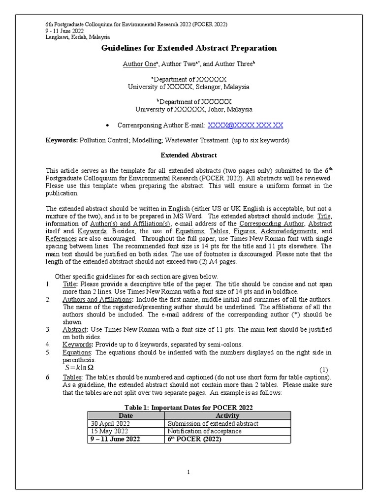 POCER 2022 Extended Abstract Guidelines | PDF | Nature