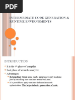 INTERMEDIATE CODE GENERATION & RUNTIME ENVIRNOMENTS