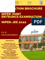Information Brochure Niper Joint Entrance Examination NIPER-JEE 2022