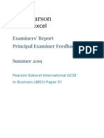 Examiners' Report Principal Examiner Feedback Summer 2019: Pearson Edexcel International GCSE in Business (4BS1) Paper 01