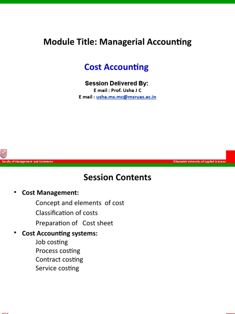 Module Title: Managerial Accounting | PDF | Cost Accounting | Cost