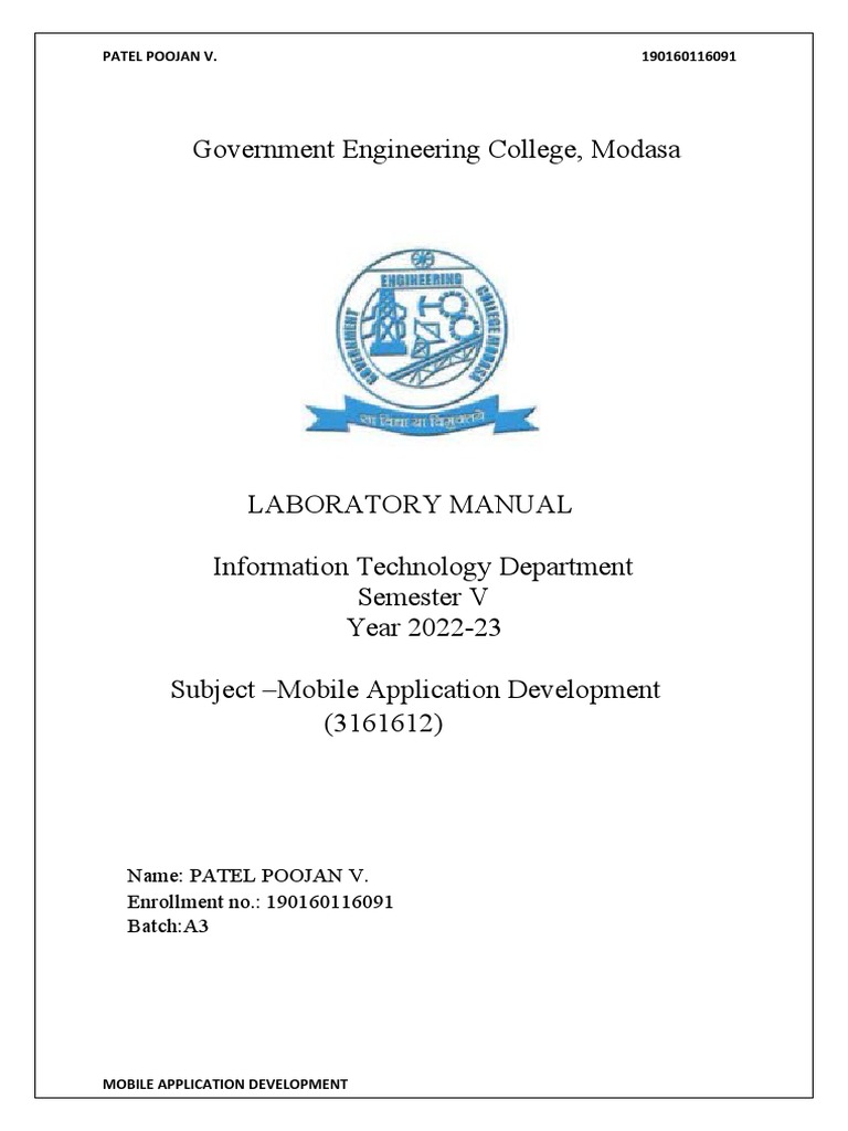 Mobile App Development Lab Manual | PDF | Android (Operating System ...