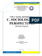 C. Sociological Perspectives: Unit 1: Society and Education