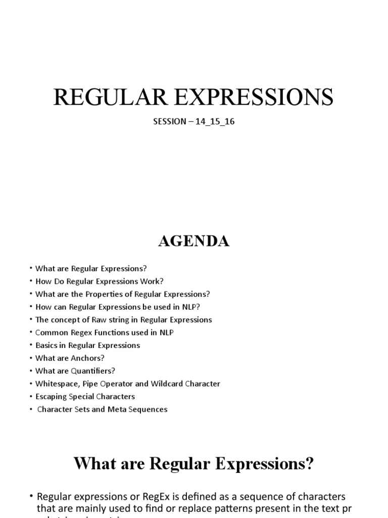 Regular Expressions: SESSION - 14 - 15 - 16 | PDF | Regular Expression ...