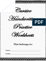 Cursive Practice Worksheets