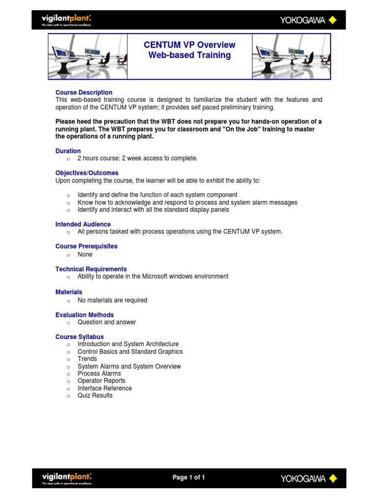 CENTUM VP Overview Web-Based Training: Course Description | PDF