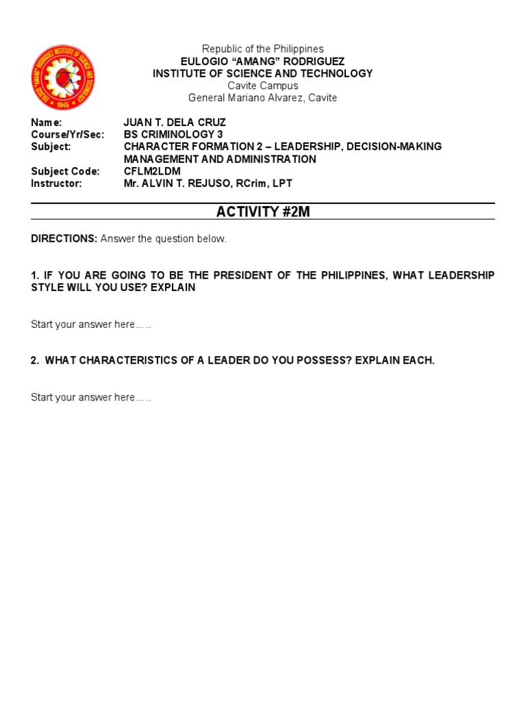 Activity #2M: Republic of The Philippines | PDF