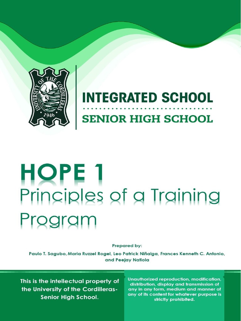 HOPE 1 MODULE 2 Principles of Training 101 1 | PDF