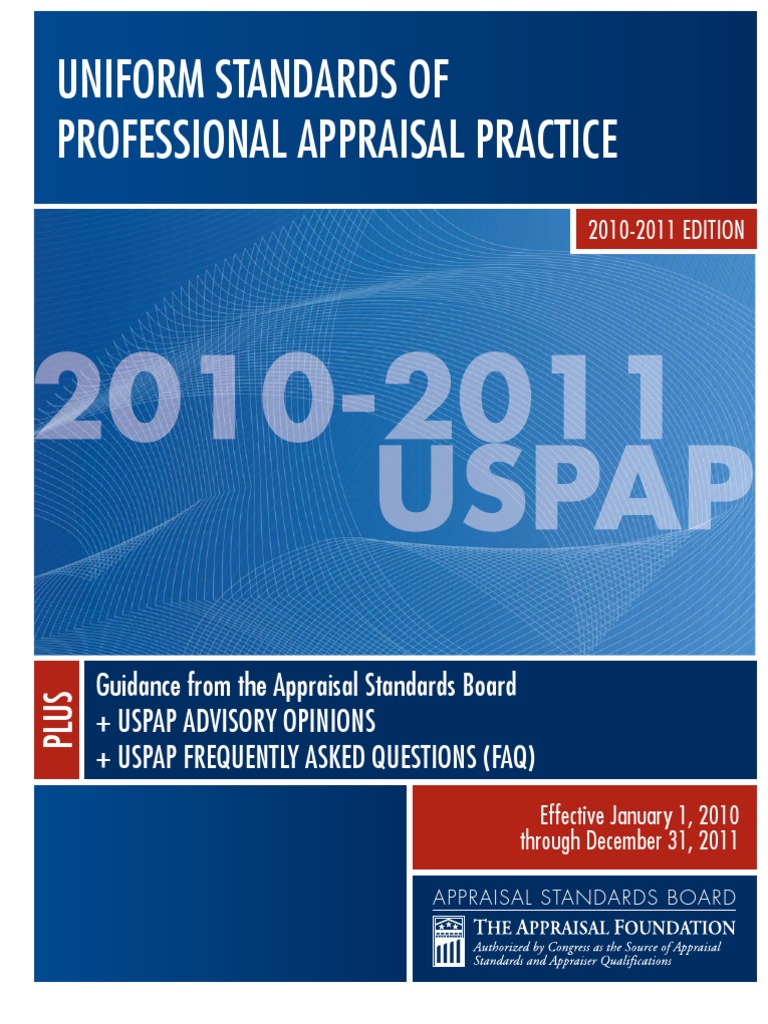 USPAP Book 20102011 Real Estate Appraisal Business