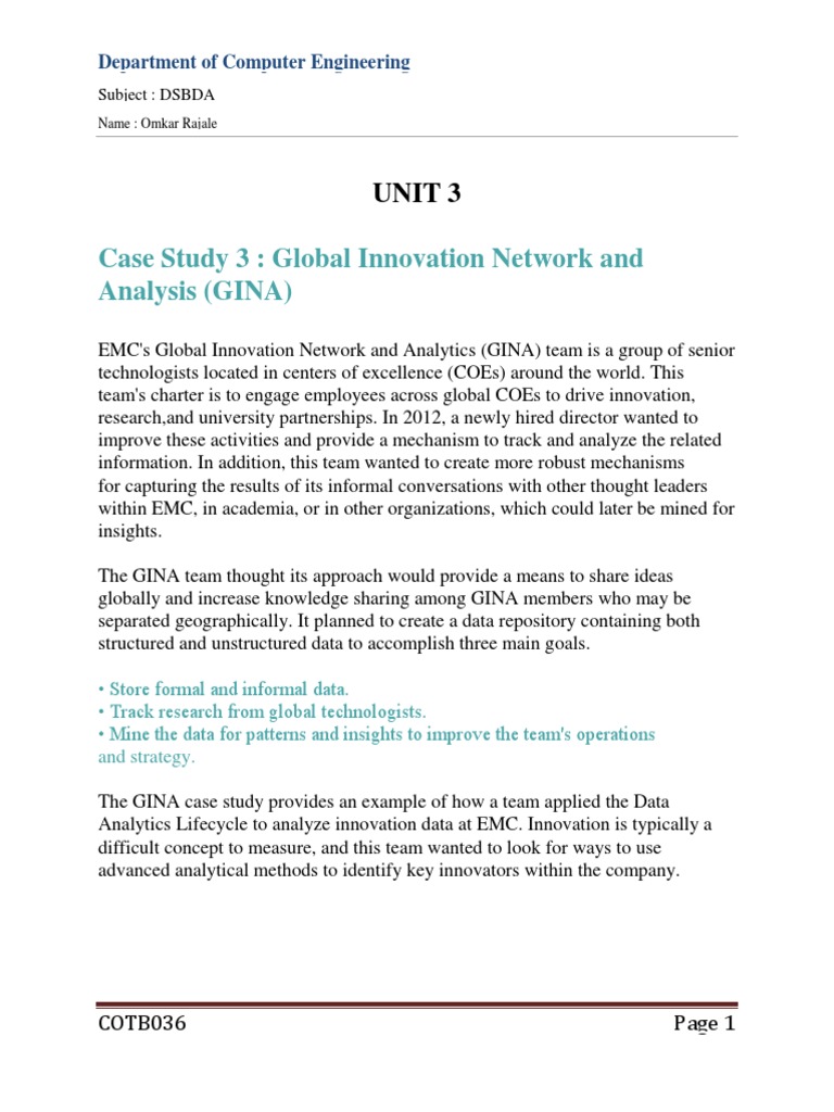 Case Study 3 Global Innovation Network and Analysis (GINA) PDF