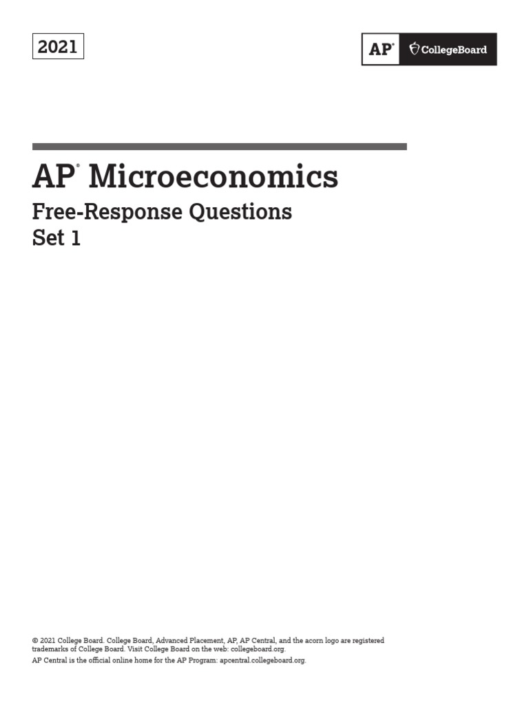 AP Microeconomics FreeResponse Questions Set 1 PDF Economies
