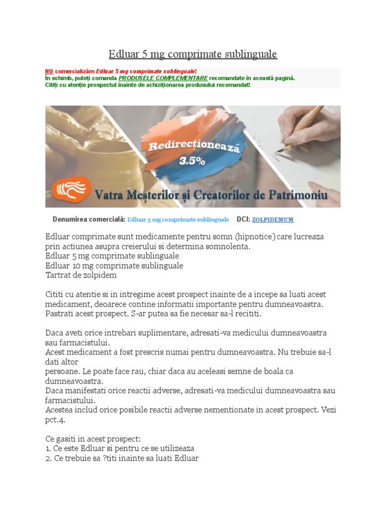 Edluar 5 MG Comprimate Sublinguale | PDF