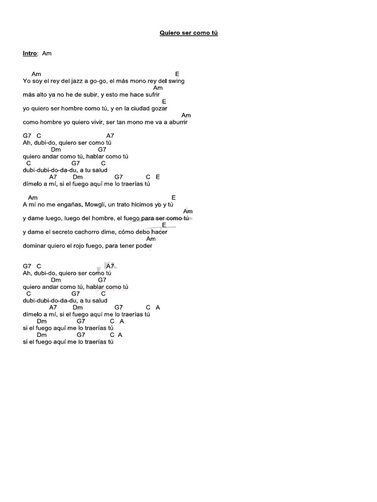 Quiero Ser Como Tú Letra y Acordes | PDF