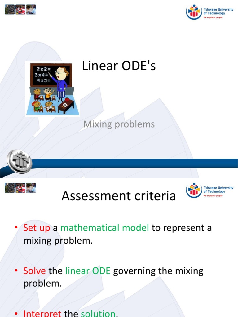 Solving Linear FirstOrder Differential Equations Modeling Mixing