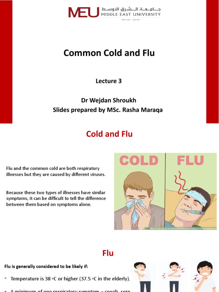 Common Cold and Flu: DR Wejdan Shroukh Slides Prepared by Msc. Rasha ...