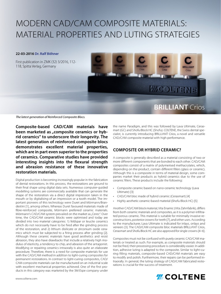 BRILLIANT Crios: Advanced CAD/CAM Composite | PDF | Composite Material ...