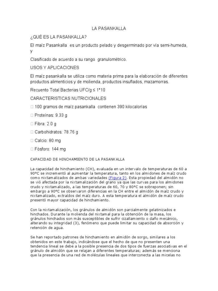 Tutuca Caracteristicas PDF Almidón Maíz