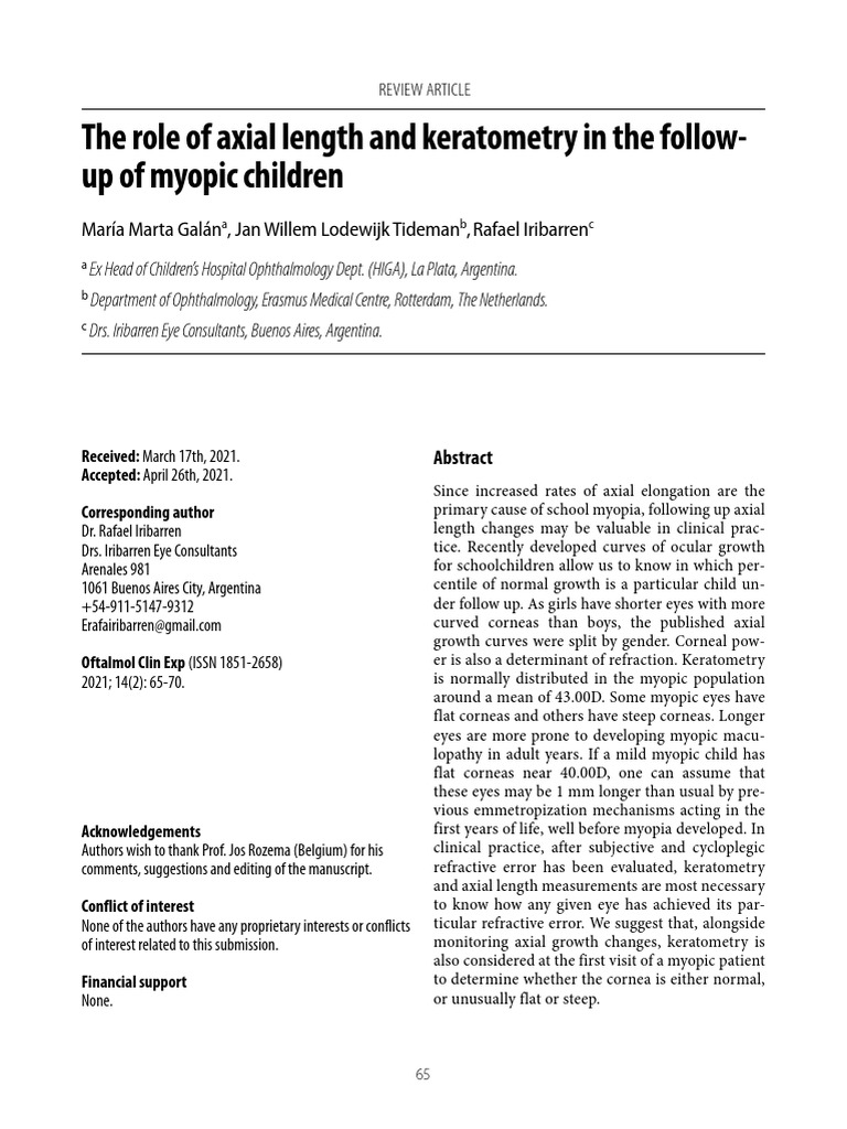 El Rol de La Longitud Axial | PDF | Myopia | Sensory Organs