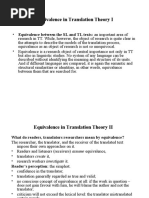 Equivalence in Translation Theory