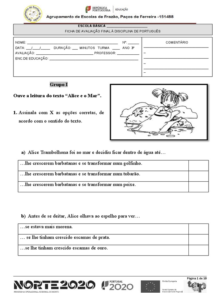 Ficha de Avaliação de Português 3º Ano | PDF | Morfologia linguística ...