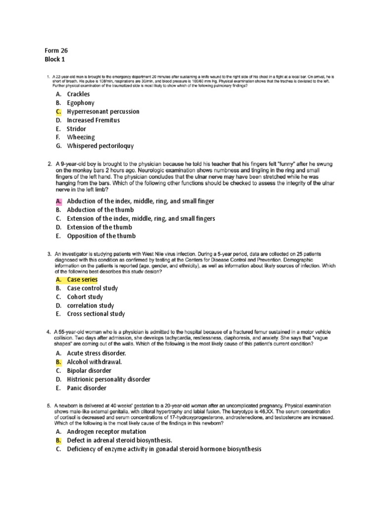 NBME Form 26 Question Bank | PDF | Hemoglobin