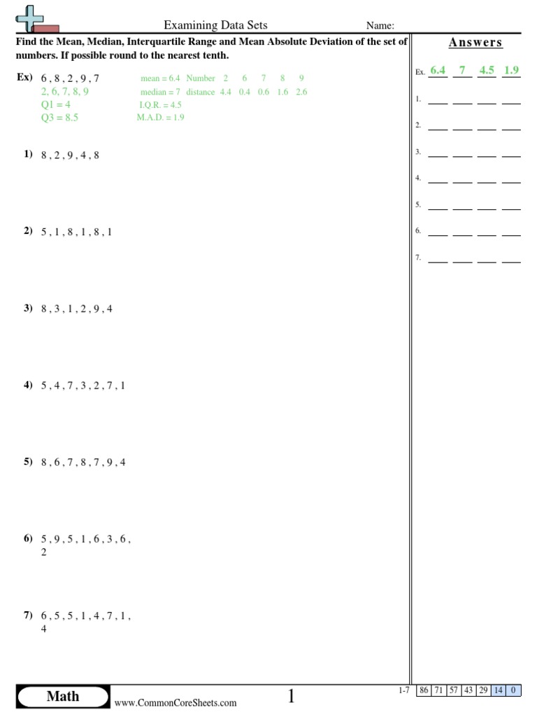 Five Number Summary Worksheet 1 PDF Mathematics Sampling (Statistics)