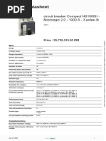 Product Datasheet: Circuit Breaker Compact NS1000H - Micrologic 2.0 - 1000 A - 3 Poles 3t